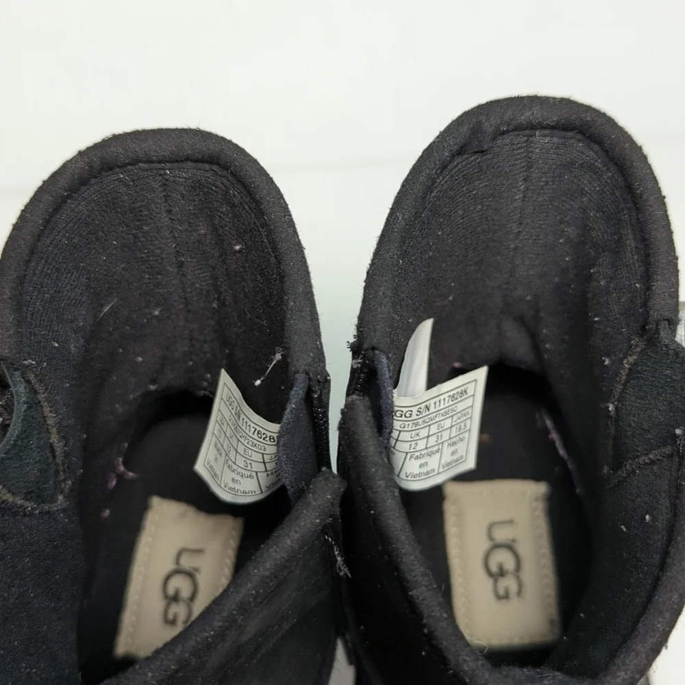UGG Kinzey Black Nubuck moto ankle boots little kids unisex size 13 EU 31